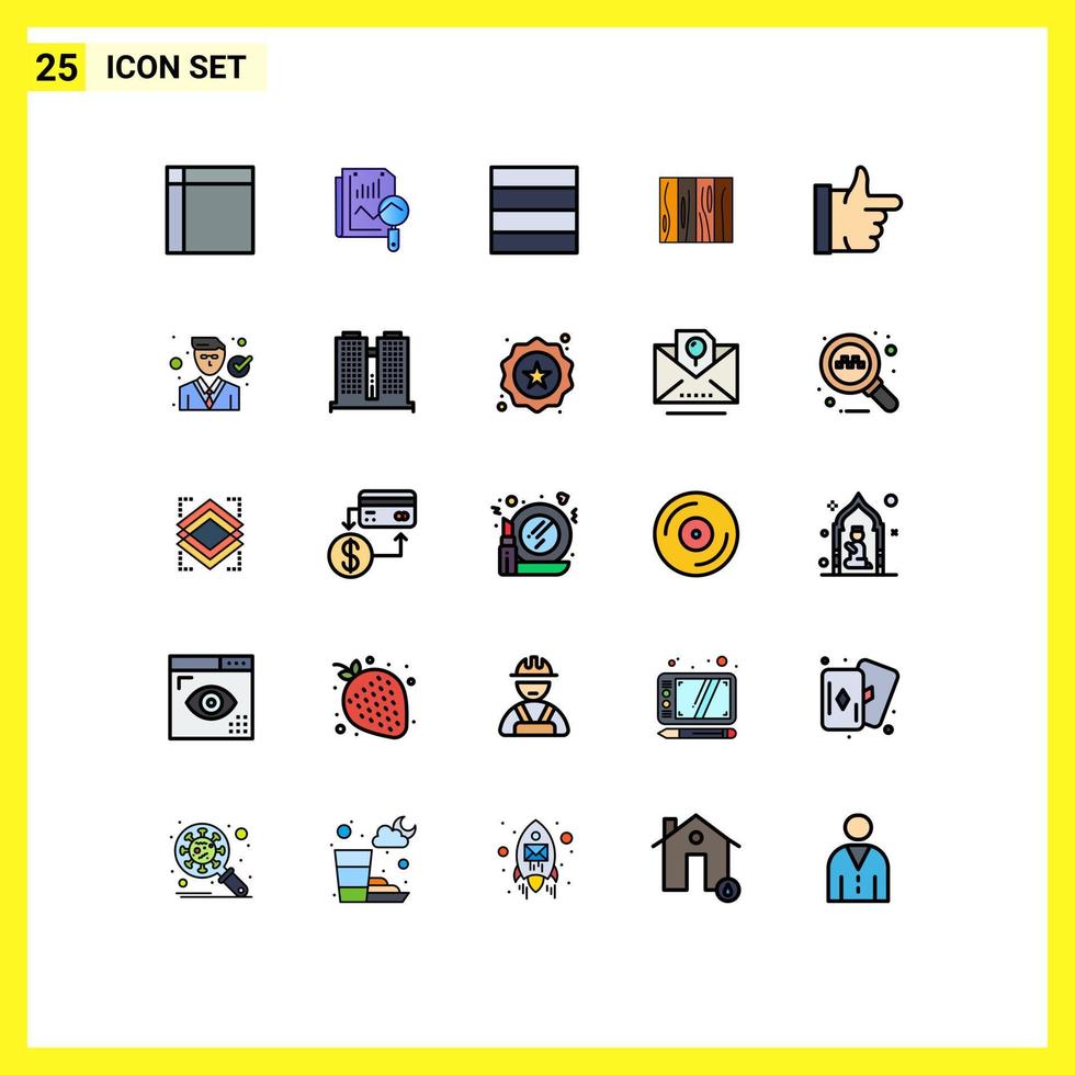 grupp av 25 fylld linje platt färger tecken och symboler för Gjort trä datoranvändning design möbel redigerbar vektor design element