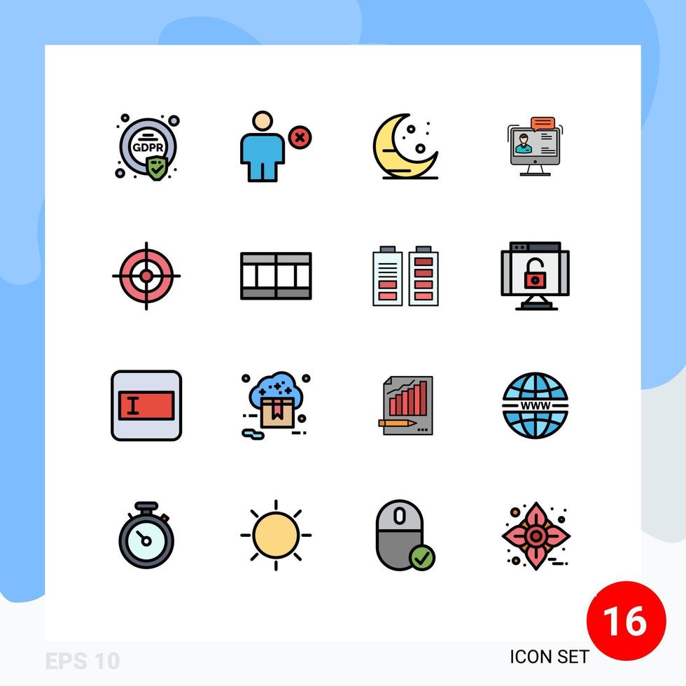 modern uppsättning av 16 platt Färg fylld rader och symboler sådan som uppkopplad dialog minus- hört chatt redigerbar kreativ vektor design element