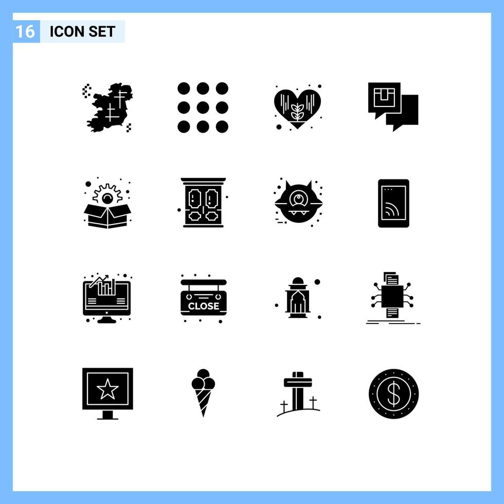 uppsättning av 16 modern ui ikoner symboler tecken för paket frakt miljö meddelande leverans redigerbar vektor design element