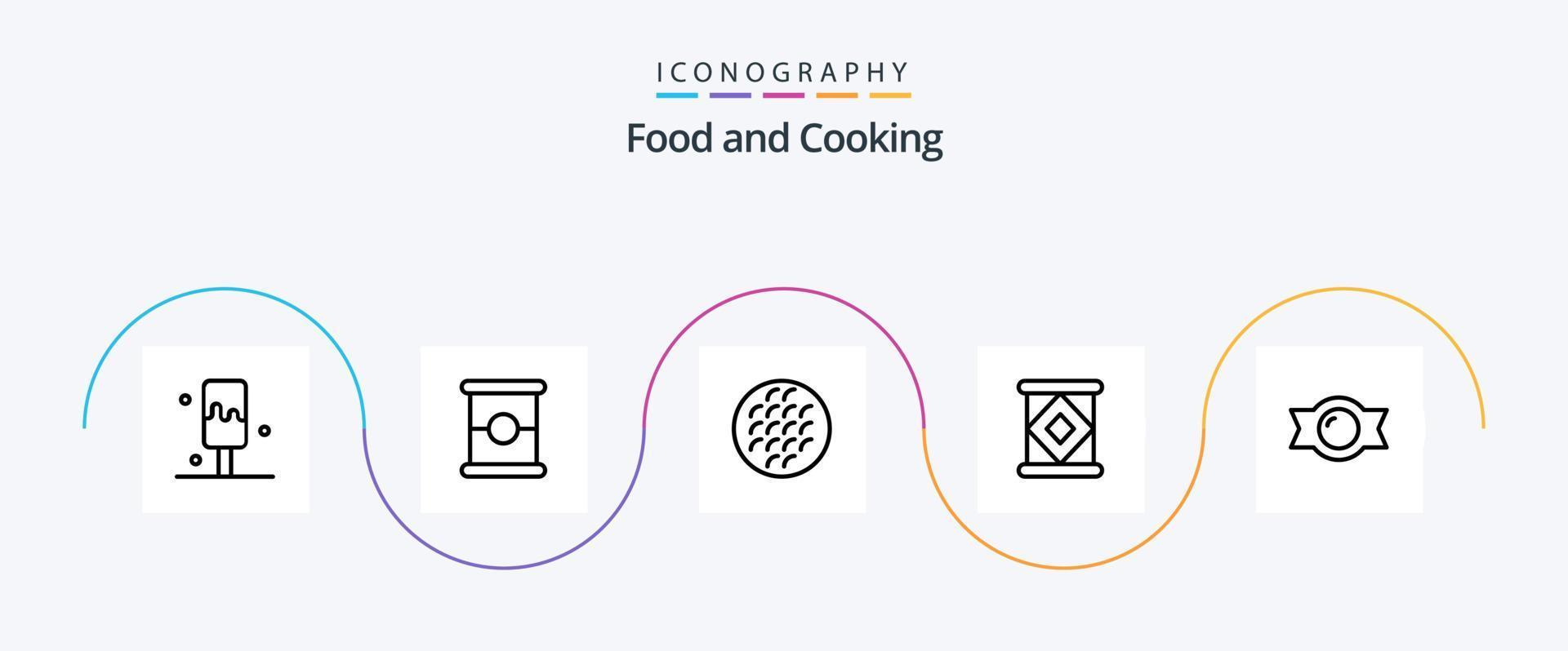 Food Line 5 Icon Pack inklusive . Süssigkeit. Plätzchen. Bonbon. kondensiert vektor