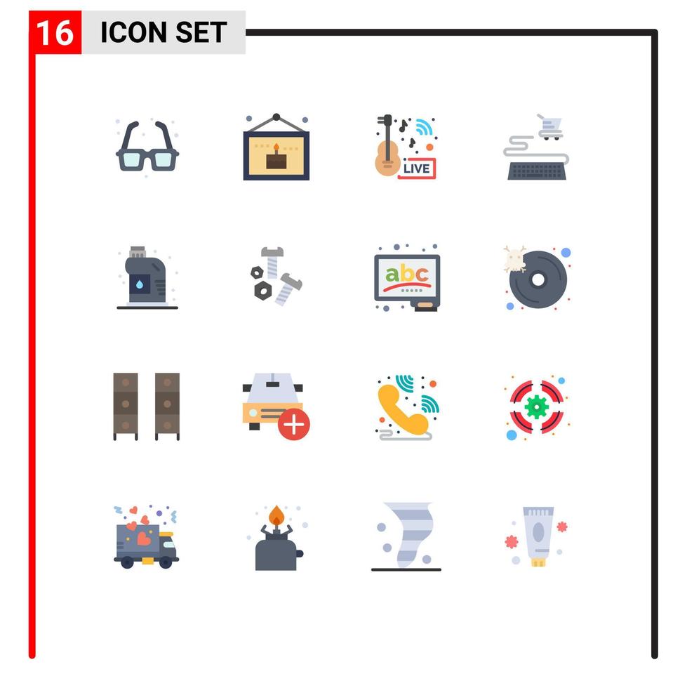 platt Färg packa av 16 universell symboler av rengöringsmedel uppkopplad bild e-handel leva redigerbar packa av kreativ vektor design element