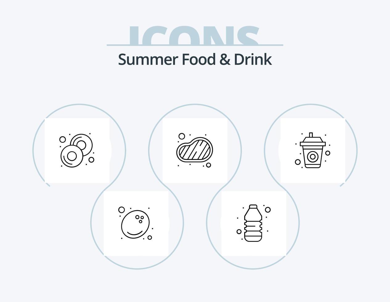 Sommer Essen und Trinken Linie Icon Pack 5 Icon Design. Snack. Krapfen. Lebensmittel. gefroren. Eis vektor