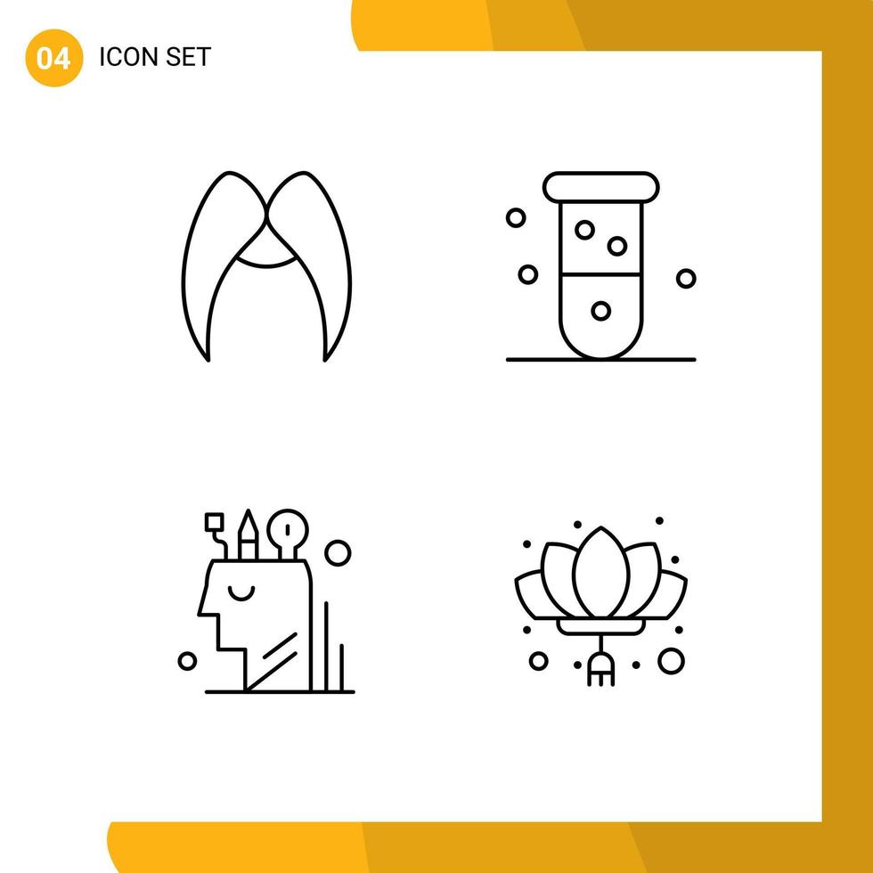 4 tematiska vektor fylld linje platt färger och redigerbar symboler av mustasch laboratorium manlig biologi digital redigerbar vektor design element