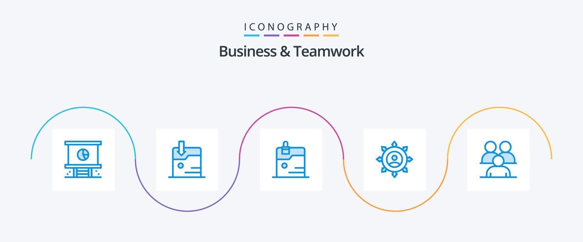 företag och lagarbete blå 5 ikon packa Inklusive chef. förbindelse. företag. teknologi vektor