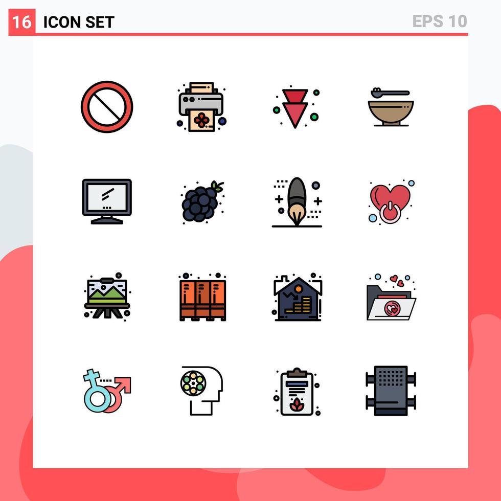 satz von 16 modernen ui-symbolen symbole zeichen für pc-gerät voller monitor karneval editierbare kreative vektordesignelemente vektor