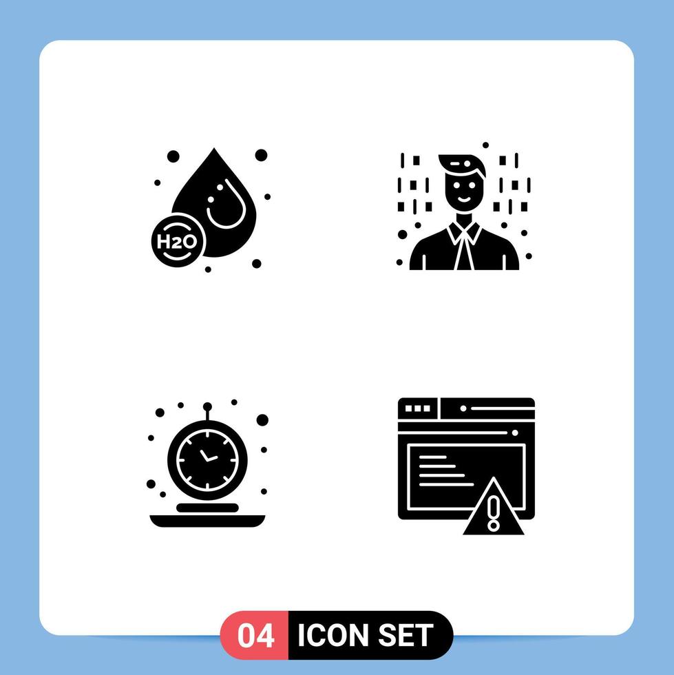 Stock Vector Icon Pack mit 4 Zeilenzeichen und Symbolen für Drop-Old-Water-Programmierzeit editierbare Vektordesign-Elemente