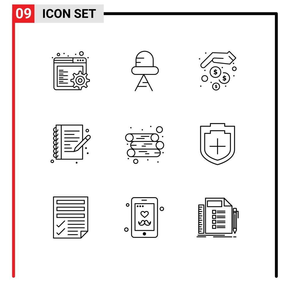 uppsättning av 9 modern ui ikoner symboler tecken för Lägg till logga pengar energi skriva redigerbar vektor design element