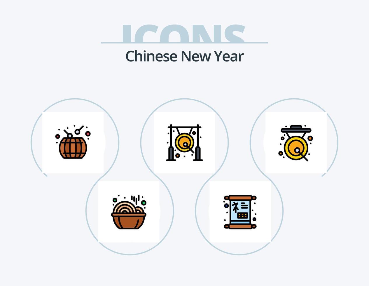 chinesische neujahrslinie gefüllt icon pack 5 icon design. Geschenk. Lutscher. Stern. Nachtisch. Pfannkuchen vektor