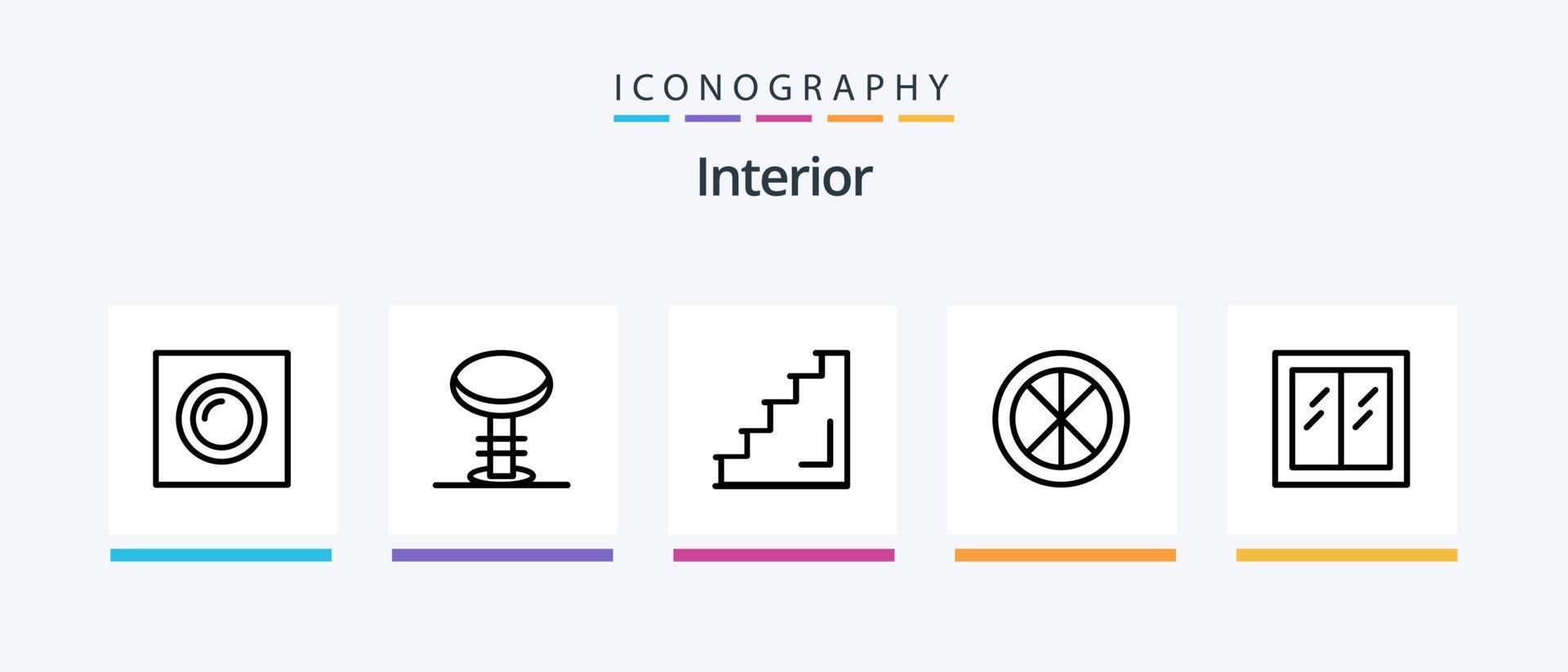 interiör linje 5 ikon packa Inklusive pall. möbel. sittplats. bar. interiör. kreativ ikoner design vektor