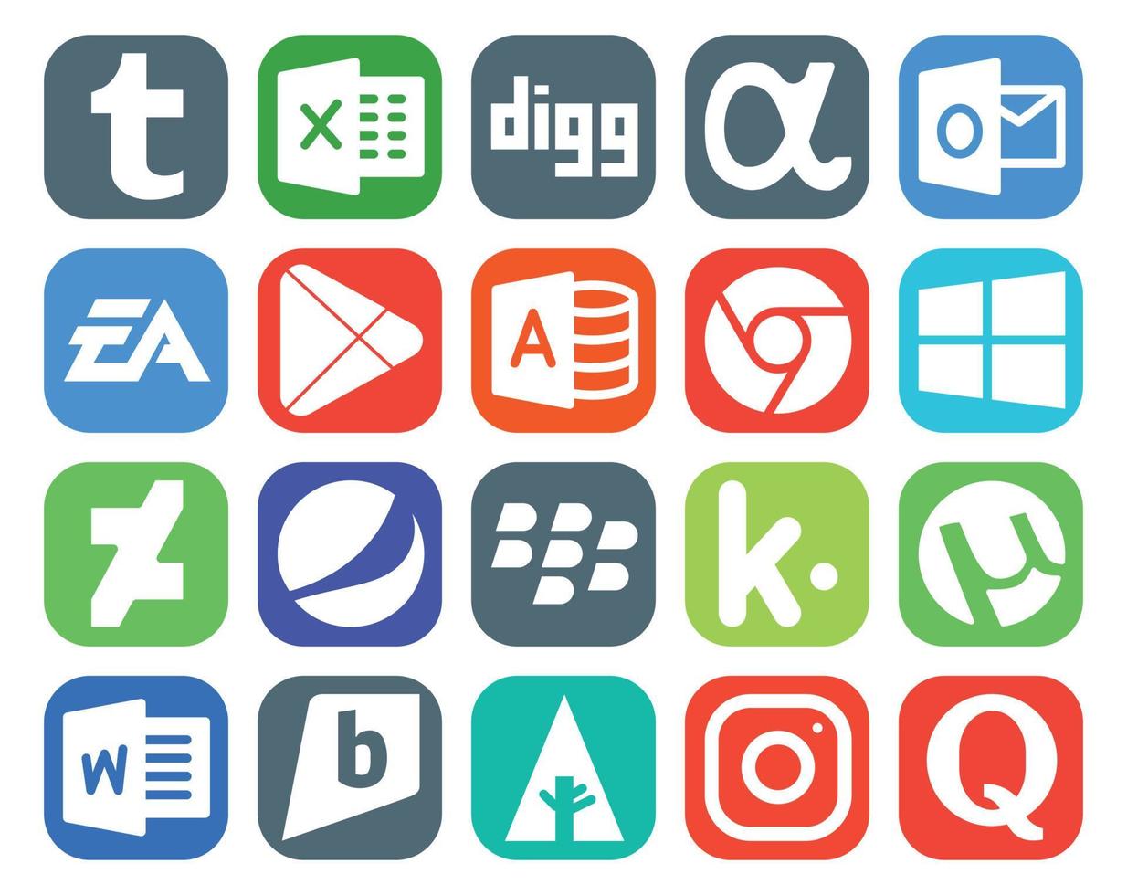 20 Social-Media-Icon-Packs, einschließlich uTorrent Blackberry Google Play Pepsi Windows vektor