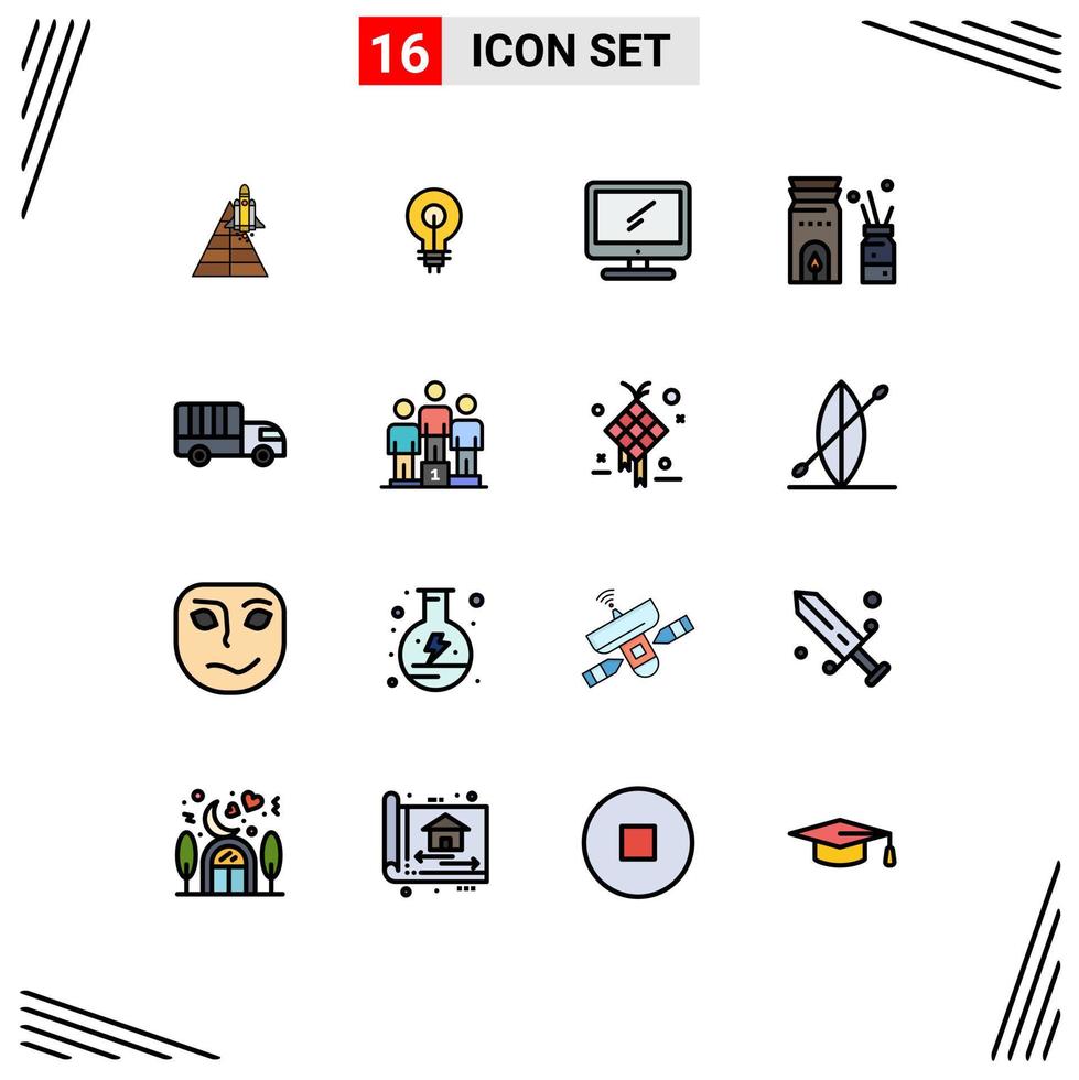 uppsättning av 16 modern ui ikoner symboler tecken för koppla av aromaterapi insikt pc enhet redigerbar kreativ vektor design element