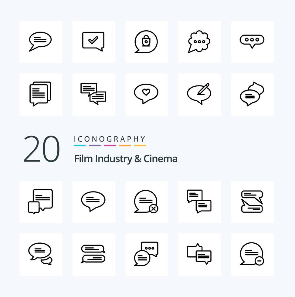 20 Cenima Line Icon Pack wie Chat-Chat-Chat genehmigen Bubble Lock vektor