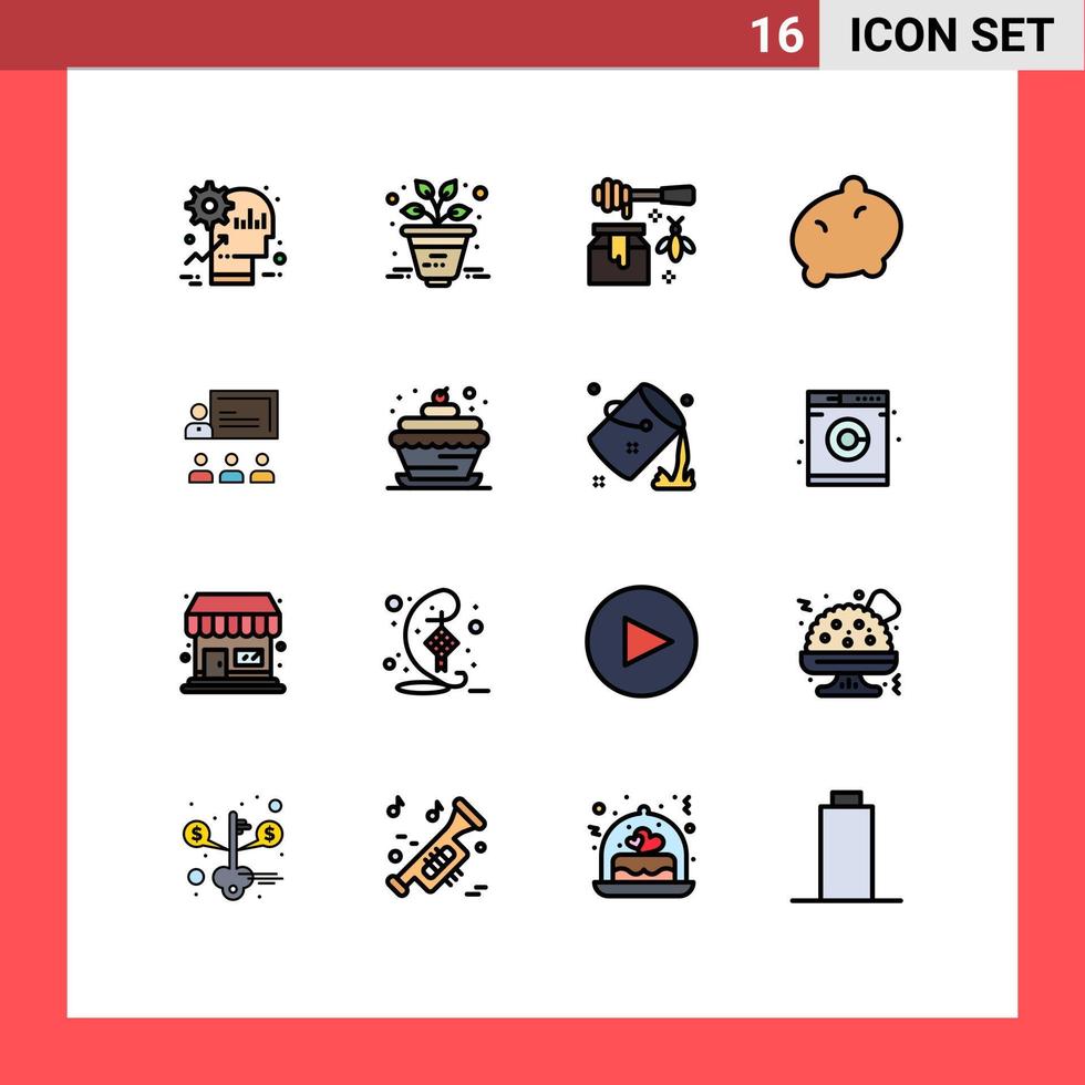 satz von 16 modernen ui symbolen symbole zeichen für menschliche teamarbeit biene gemüse lebensmittel editierbare kreative vektordesignelemente vektor