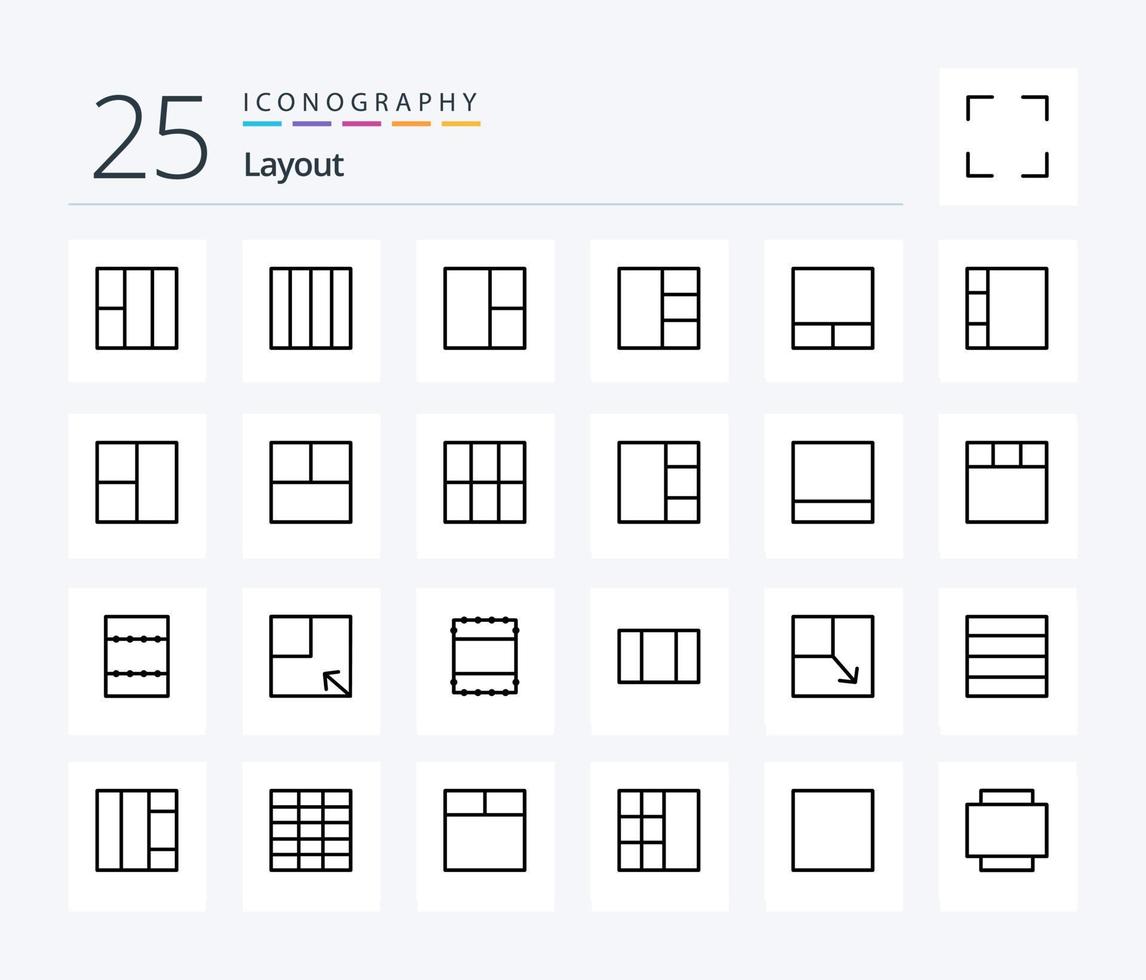 layout 25 linje ikon packa Inklusive rotera. se. maximera. full skärm. rutnät vektor