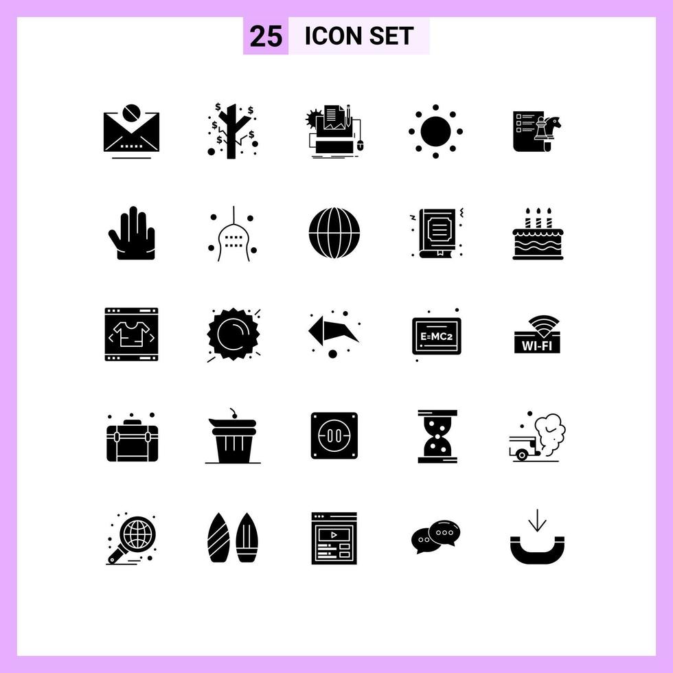 Stock Vector Icon Pack mit 25 Linienzeichen und Symbolen für Geschäftssymbole Papiersymbolik Engagement editierbare Vektordesign-Elemente
