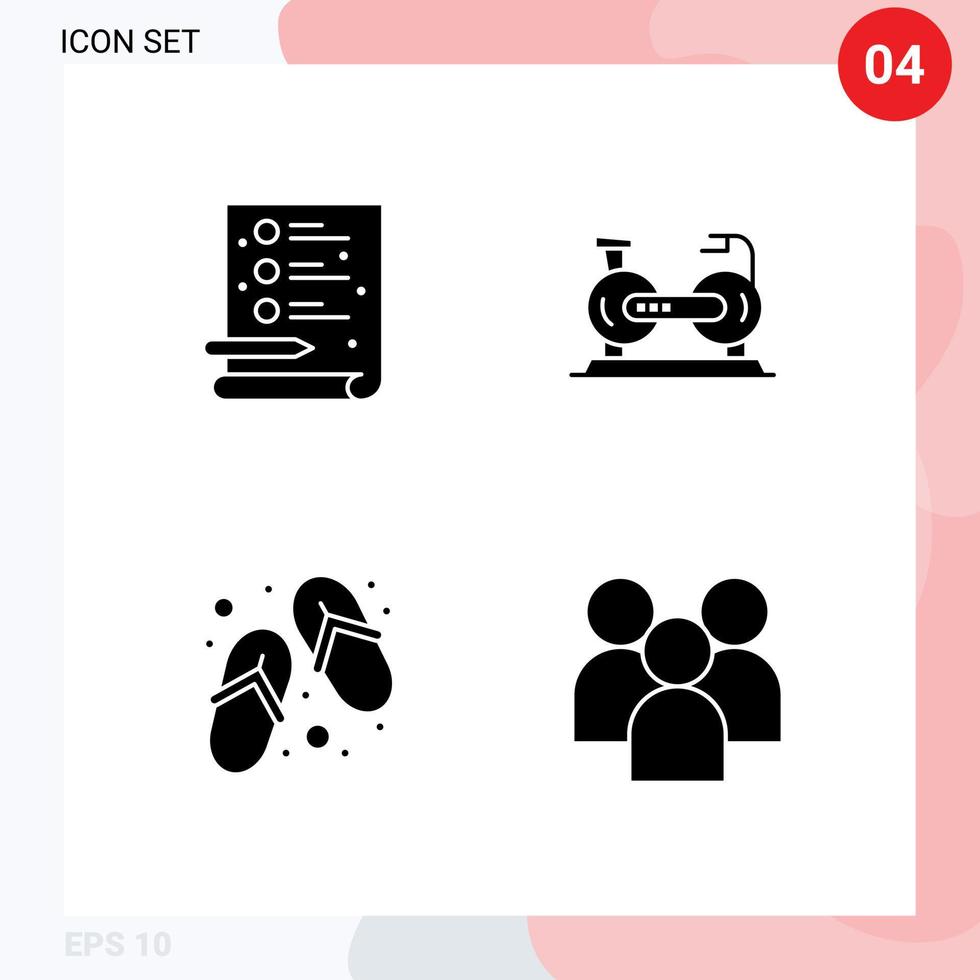 grupp av 4 fast glyfer tecken och symboler för kreativ skor cykel cykel spa redigerbar vektor design element