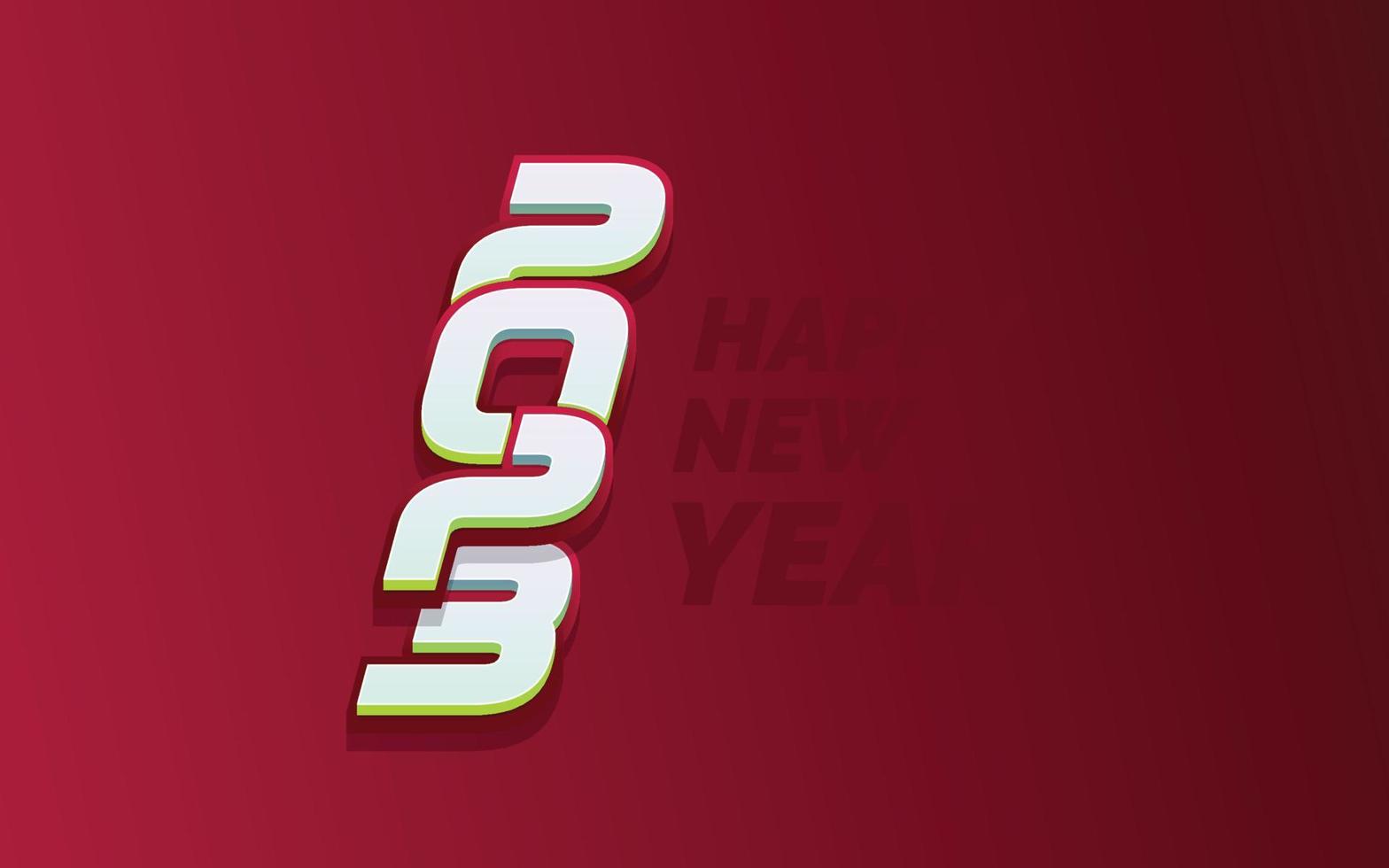 Lycklig ny år 2023 vit bakgrund text logotyp design vektor