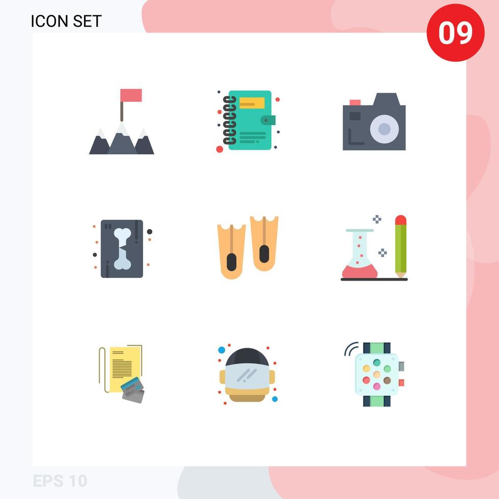 modern uppsättning av 9 platt färger och symboler sådan som kunskap utbildning ben marin dykning redigerbar vektor design element