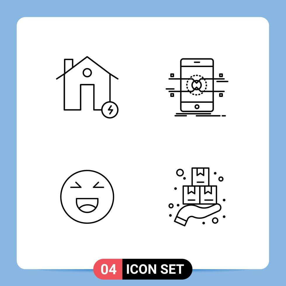 universell ikon symboler grupp av 4 modern fylld linje platt färger av batteri smartphone elektricitet gränssnitt emoji redigerbar vektor design element