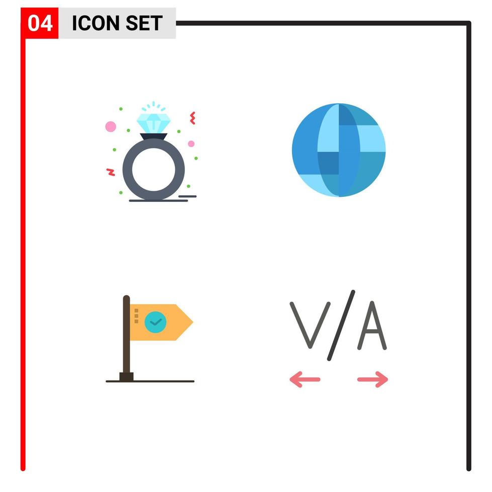 Flaches Icon-Paket mit 4 universellen Symbolen von Diamond Business Gift Internet Goal editierbare Vektordesign-Elemente vektor