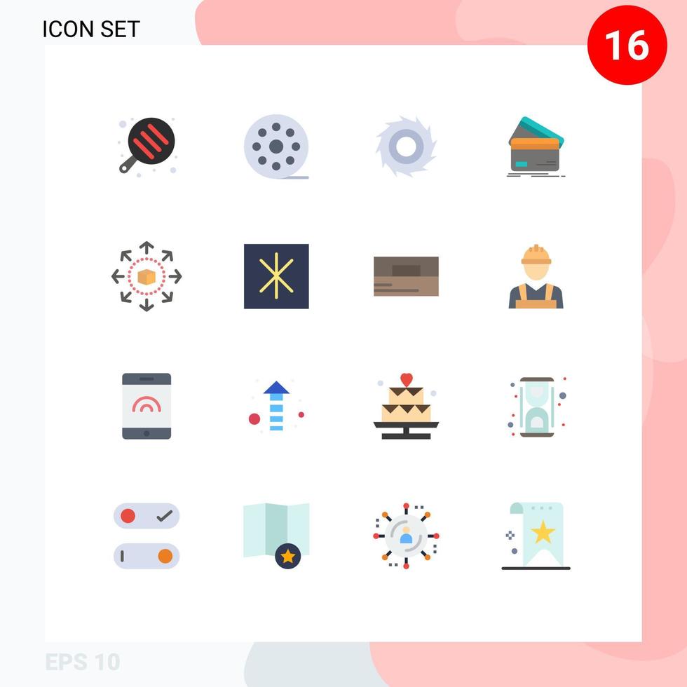 16 tematiska vektor platt färger och redigerbar symboler av e-handel pengar blad finansiera kort redigerbar packa av kreativ vektor design element