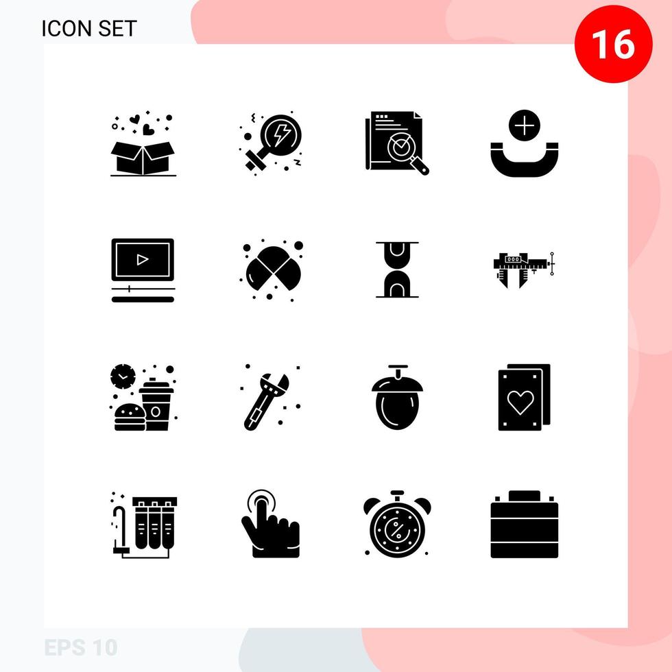 Satz von 16 kommerziellen Solid-Glyphen-Paketen für die Player-Telefonseite Neues Layout editierbare Vektordesign-Elemente vektor