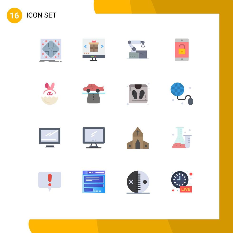 uppsättning av 16 modern ui ikoner symboler tecken för låsa upp mobil uppkopplad Ansökan ärm redigerbar packa av kreativ vektor design element