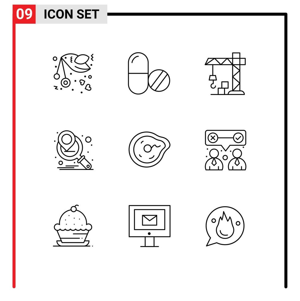 stock vektor ikon packa av 9 linje tecken och symboler för rörelse böja läsplatta marknadsföring strategi marknadsföring kampanj redigerbar vektor design element