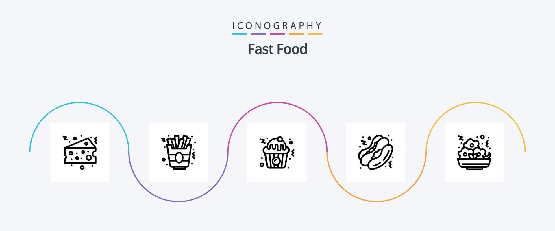 snabb mat linje 5 ikon packa Inklusive . måltid. mat. mat. snabb mat vektor