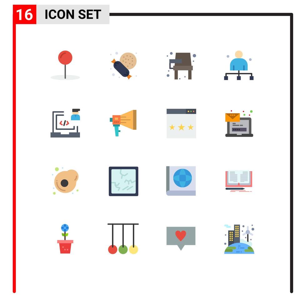 16 universell platt Färg tecken symboler av utveckla huvud utbildning direktör kapten redigerbar packa av kreativ vektor design element