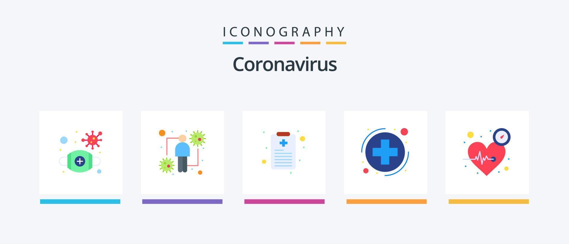 Coronavirus Flat 5 Icon Pack inklusive Beat. Gesundheitswesen. viral. Gesundheit. kreatives Ikonendesign vektor