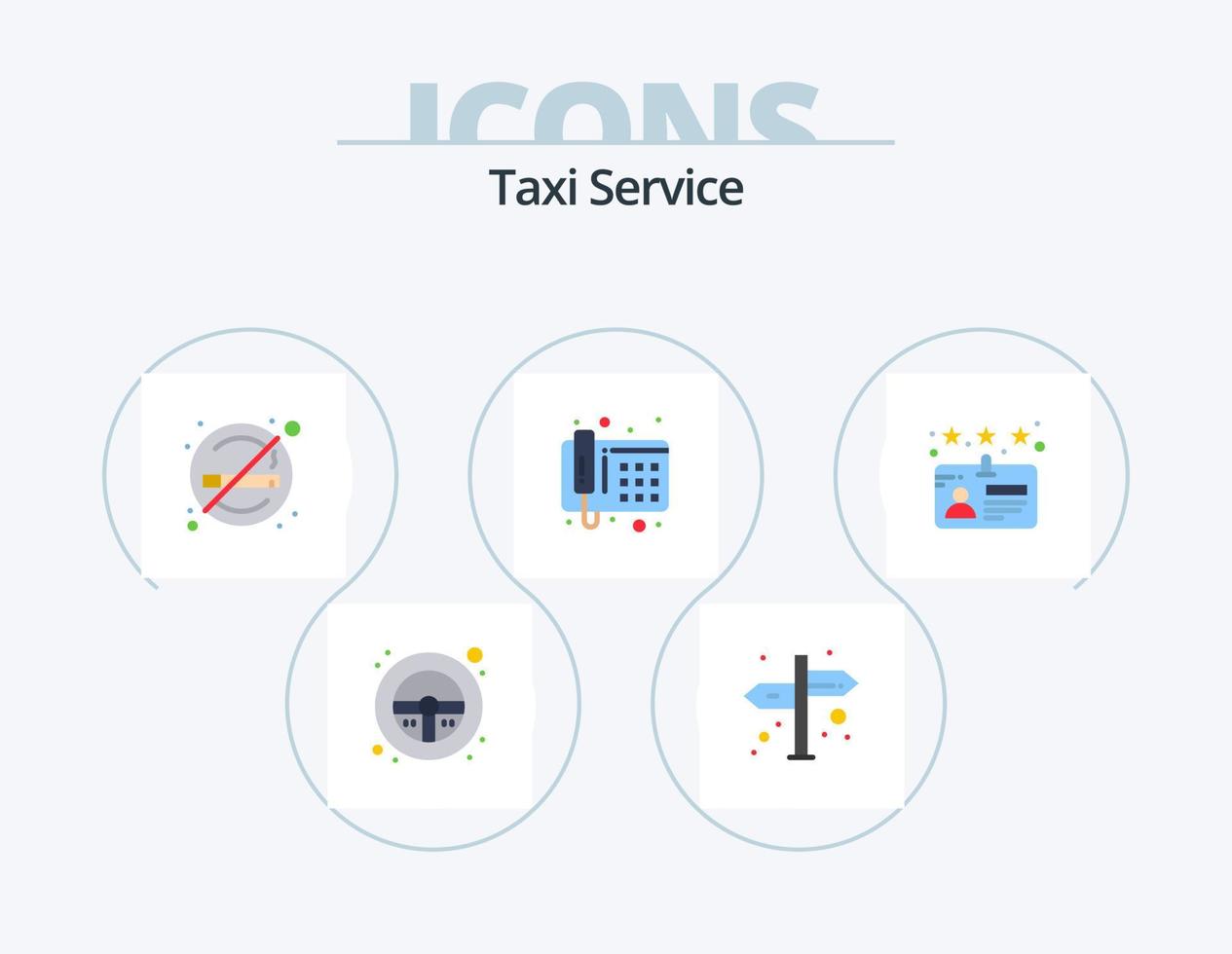 Taxi-Service-Flat-Icon-Pack 5 Icon-Design. . Treiber. nein. Karte. Telefon vektor