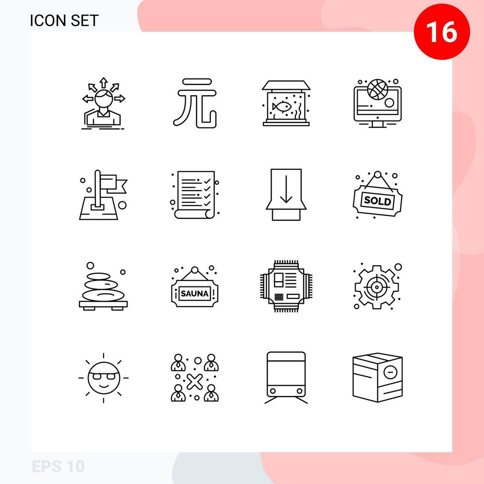 16 universelle Gliederungszeichen Symbole der Standortflagge Heimsportnachrichten editierbare Vektordesign-Elemente vektor