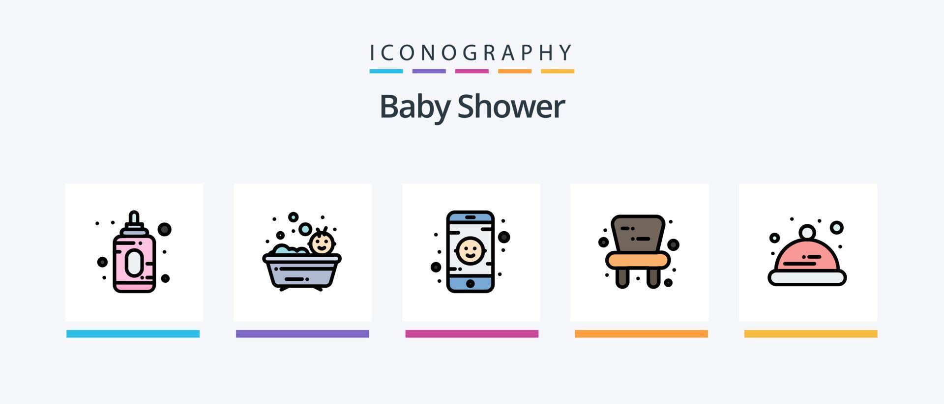 Baby-Dusche-Linie gefüllt 5 Icon Pack inklusive. Attrappe. Kleinkind. Baby. kreatives Symboldesign vektor