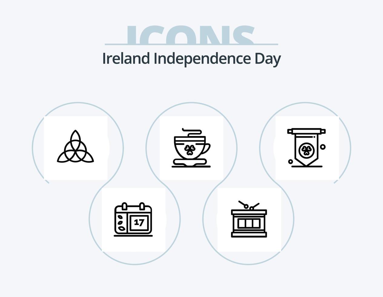 irland oberoende dag linje ikon packa 5 ikon design. irland. flagga. irland. baner. pott vektor