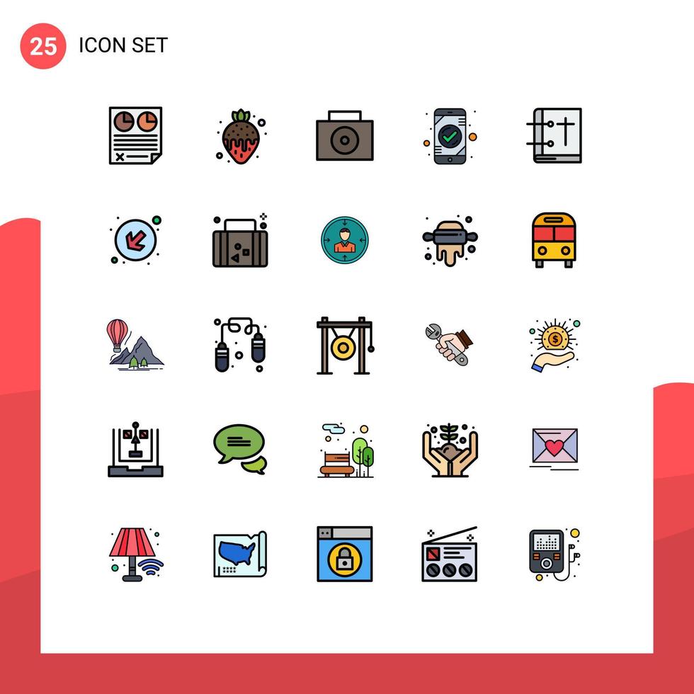 satz von 25 modernen ui-symbolen symbolzeichen für christliches ok erdbeerfondue mobile authentifizierung editierbare vektordesignelemente vektor