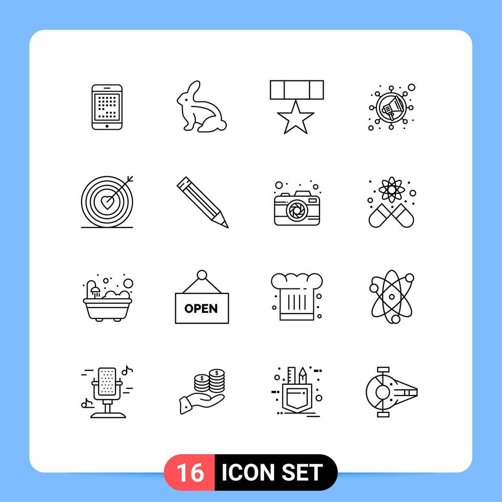 uppsättning av 16 modern ui ikoner symboler tecken för viral marknadsföring påsk kanin stjärna medalj redigerbar vektor design element