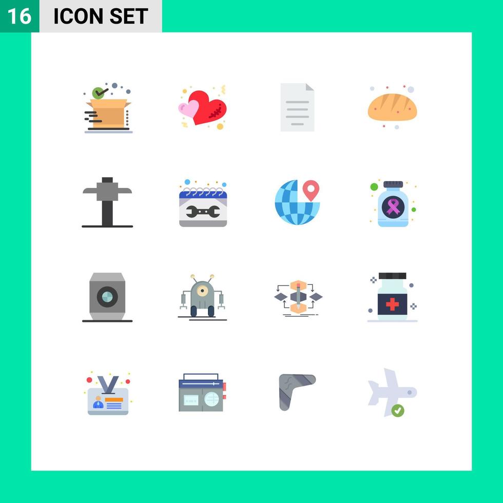 redigerbar vektor linje packa av 16 enkel platt färger av gruvarbetare bröd dokumentera bakning pengar redigerbar packa av kreativ vektor design element