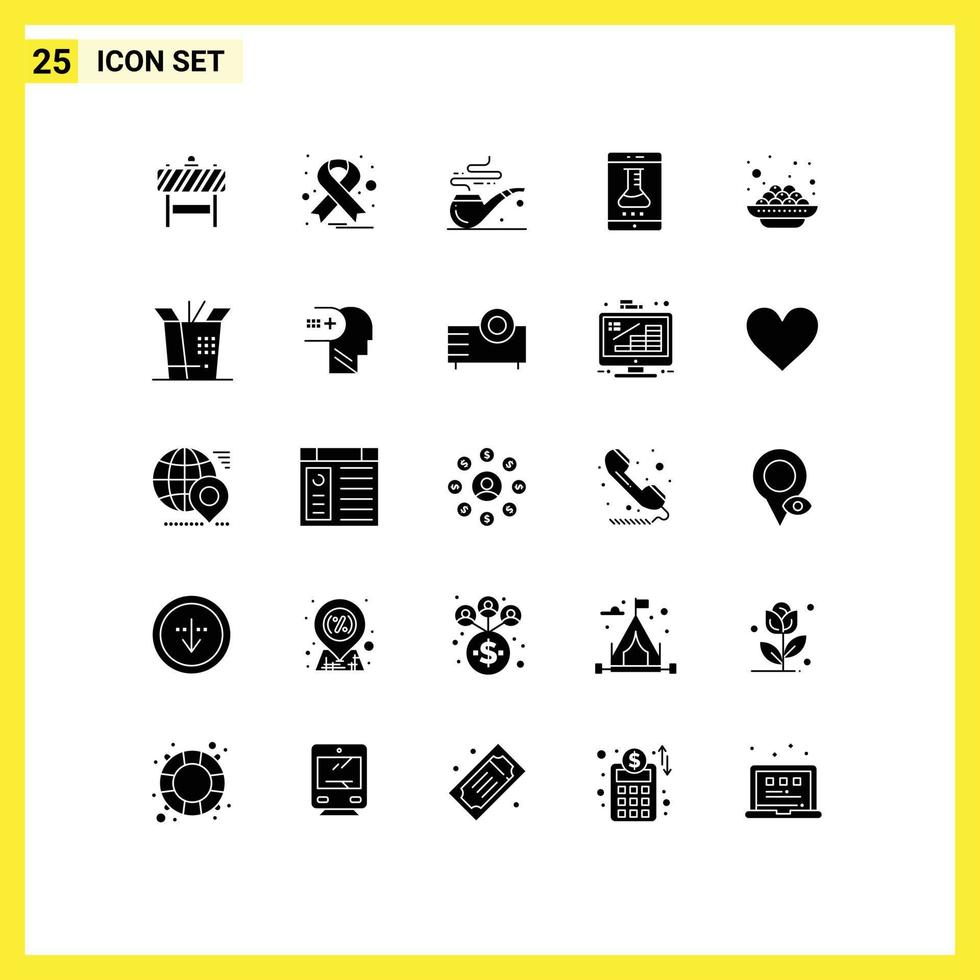 uppsättning av 25 modern ui ikoner symboler tecken för kanji kaka rök smartphone Ansökan uppkopplad laboratorium redigerbar vektor design element