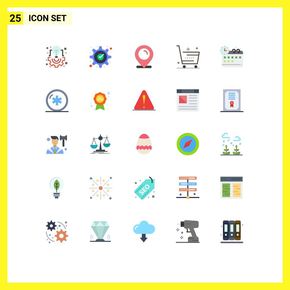 modern uppsättning av 25 platt färger pictograph av affär e-handel redskap vagn e-handel redigerbar vektor design element