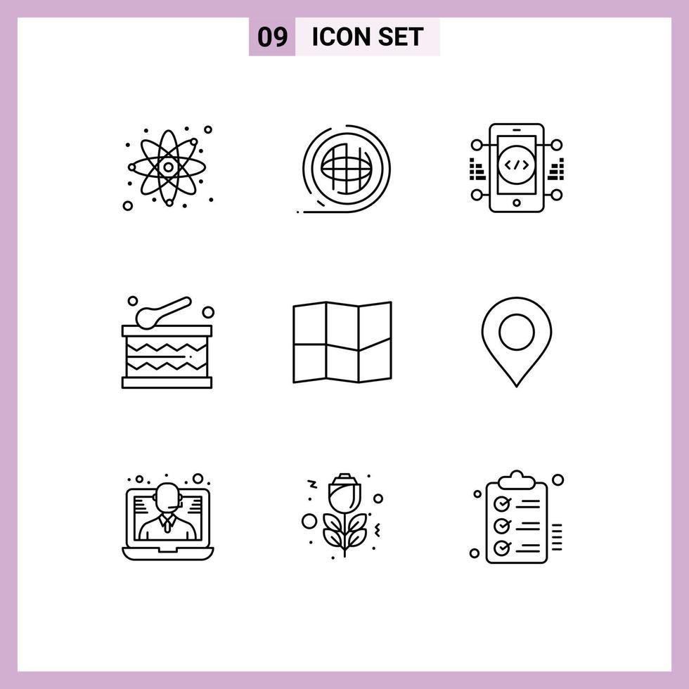 uppsättning av 9 modern ui ikoner symboler tecken för plats plats kodning Semester firande redigerbar vektor design element