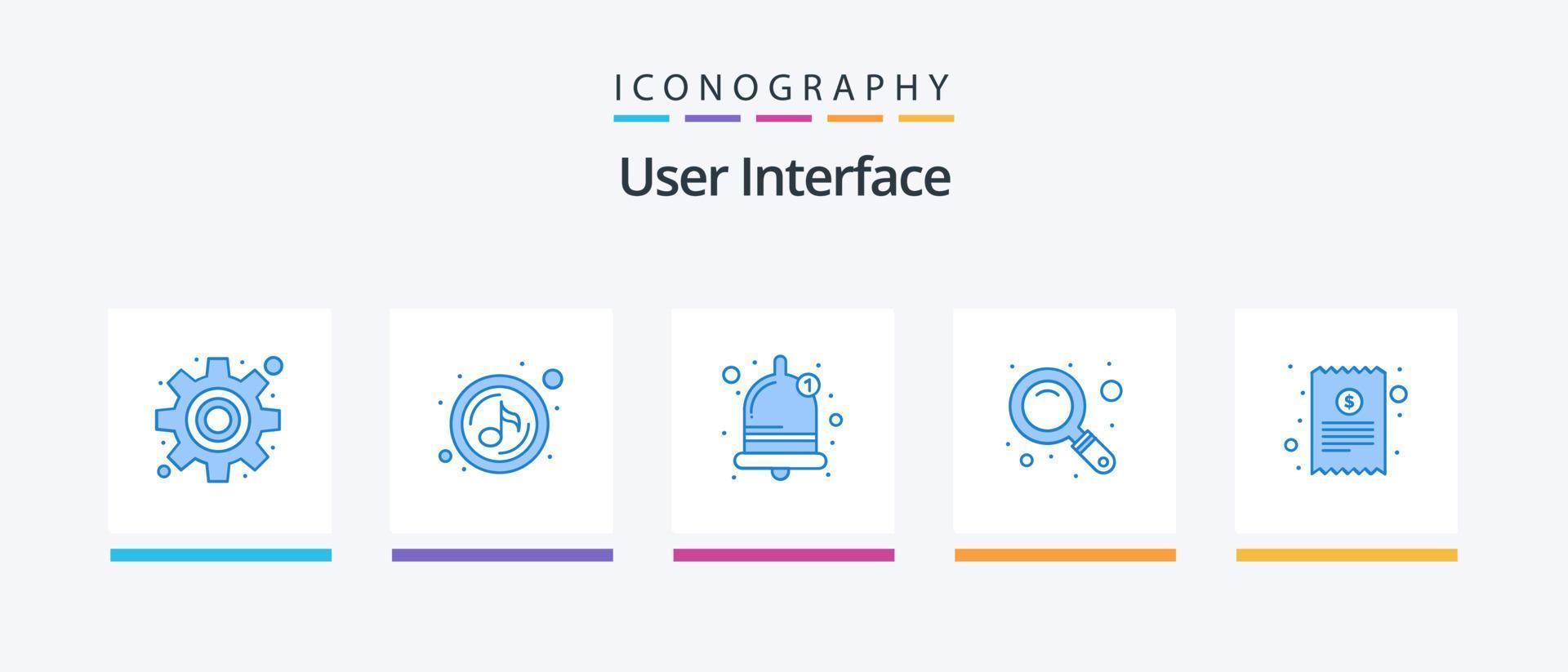 Benutzeroberfläche Blue 5 Icon Pack inklusive . Kassenbon. Glocke. Geldeingang. Zoomen. kreatives Symboldesign vektor