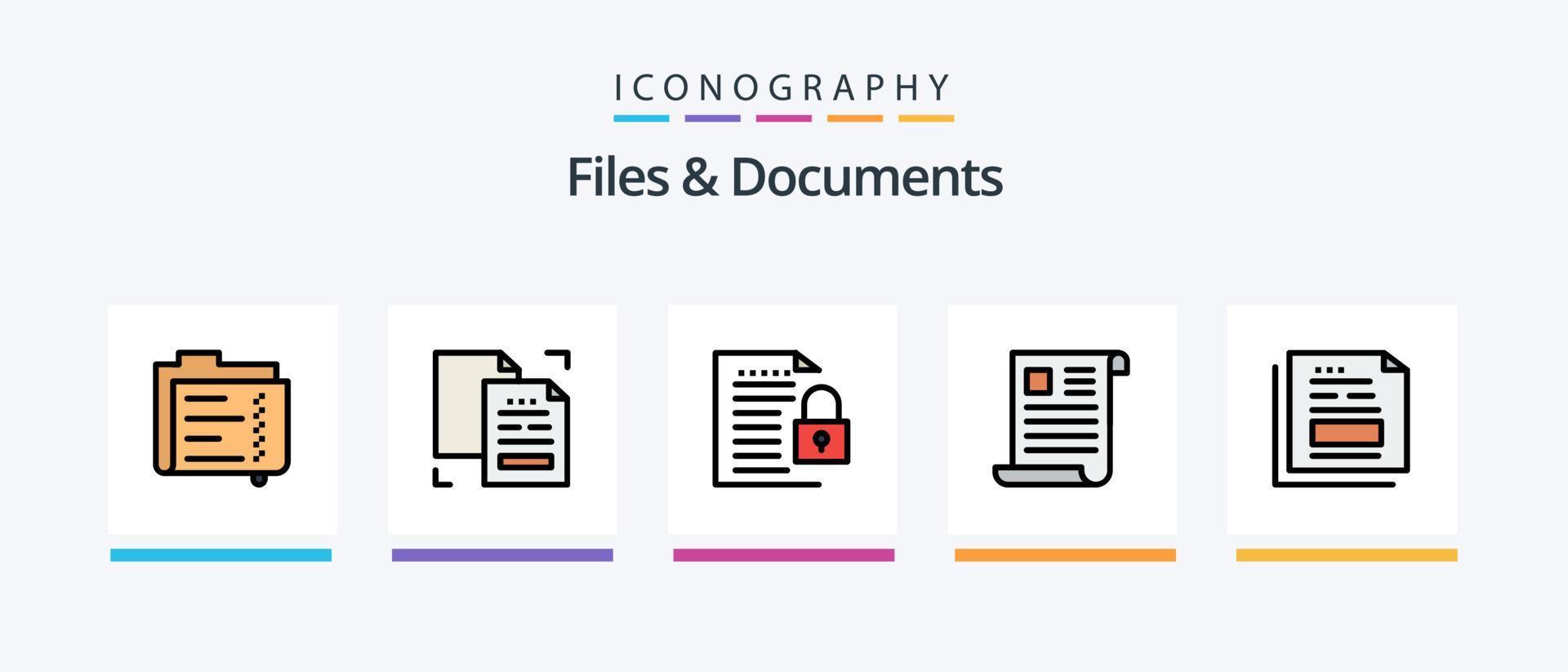filer och dokument linje fylld 5 ikon packa Inklusive data. arkiv. fil. påminnelse. papper. kreativ ikoner design vektor