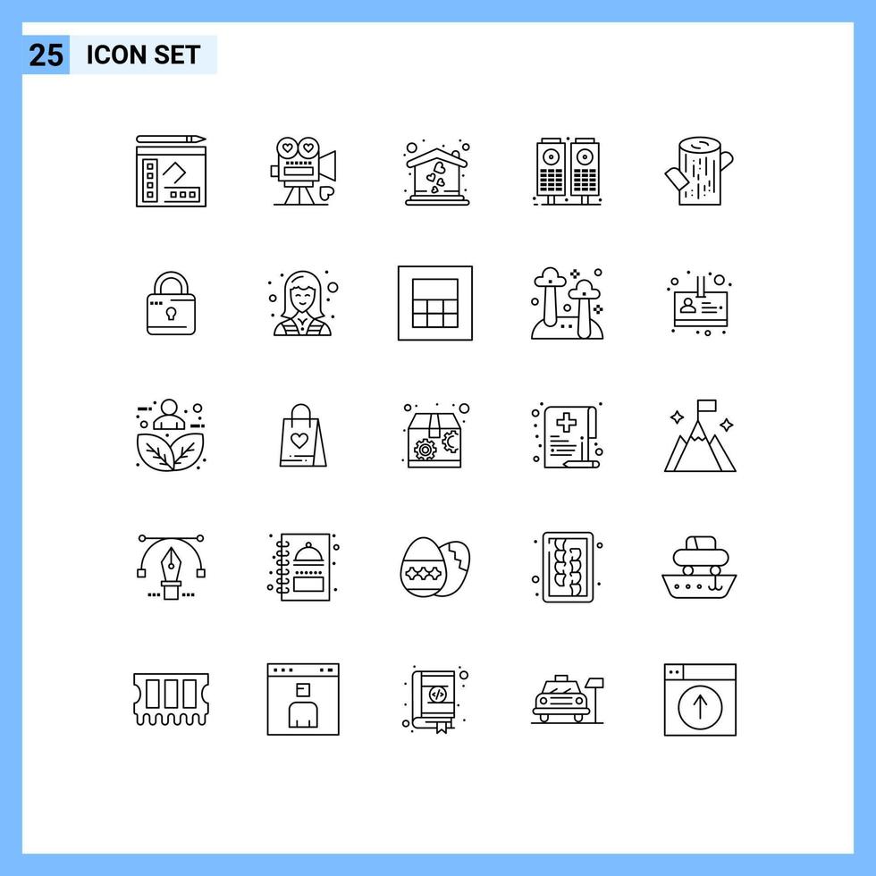 25 linje begrepp för webbplatser mobil och appar trä logga valentine högtalare musik redigerbar vektor design element