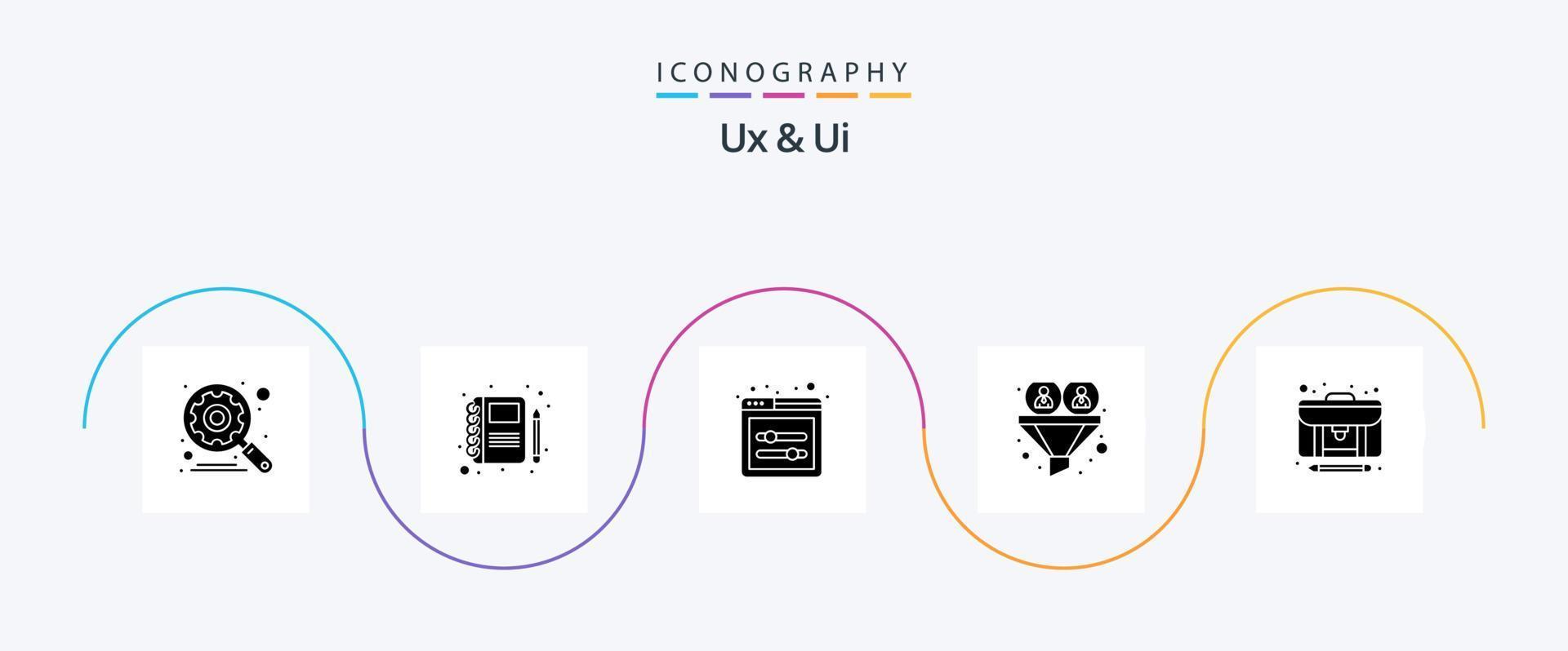 ux und ui glyph 5 Icon Pack inklusive Ersteller. Artikel. ui-Schieberegler. Benutzer. Trichter vektor