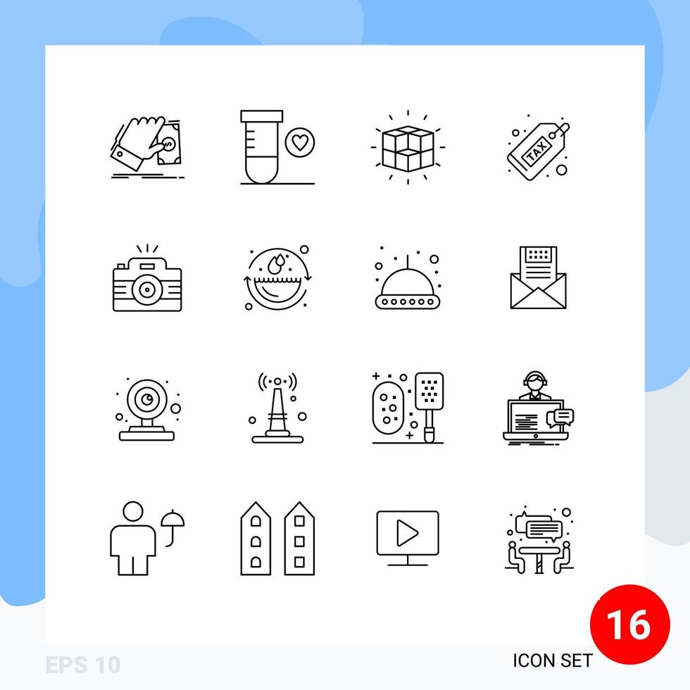 satz von 16 modernen ui-symbolen symbole zeichen für geld pflichtbox dollarwürfel editierbare vektordesignelemente vektor