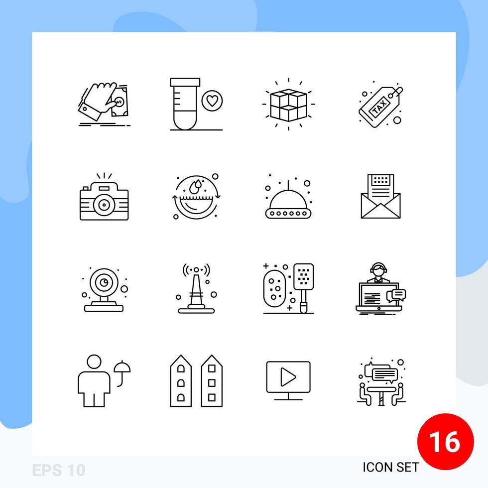 uppsättning av 16 modern ui ikoner symboler tecken för pengar plikt låda dollar kub redigerbar vektor design element