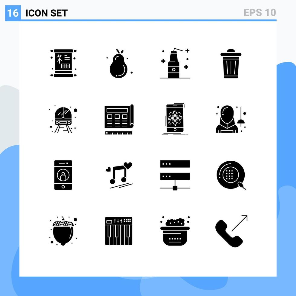 universell ikon symboler grupp av 16 modern fast glyfer av service träd bomba kraft miljö redigerbar vektor design element
