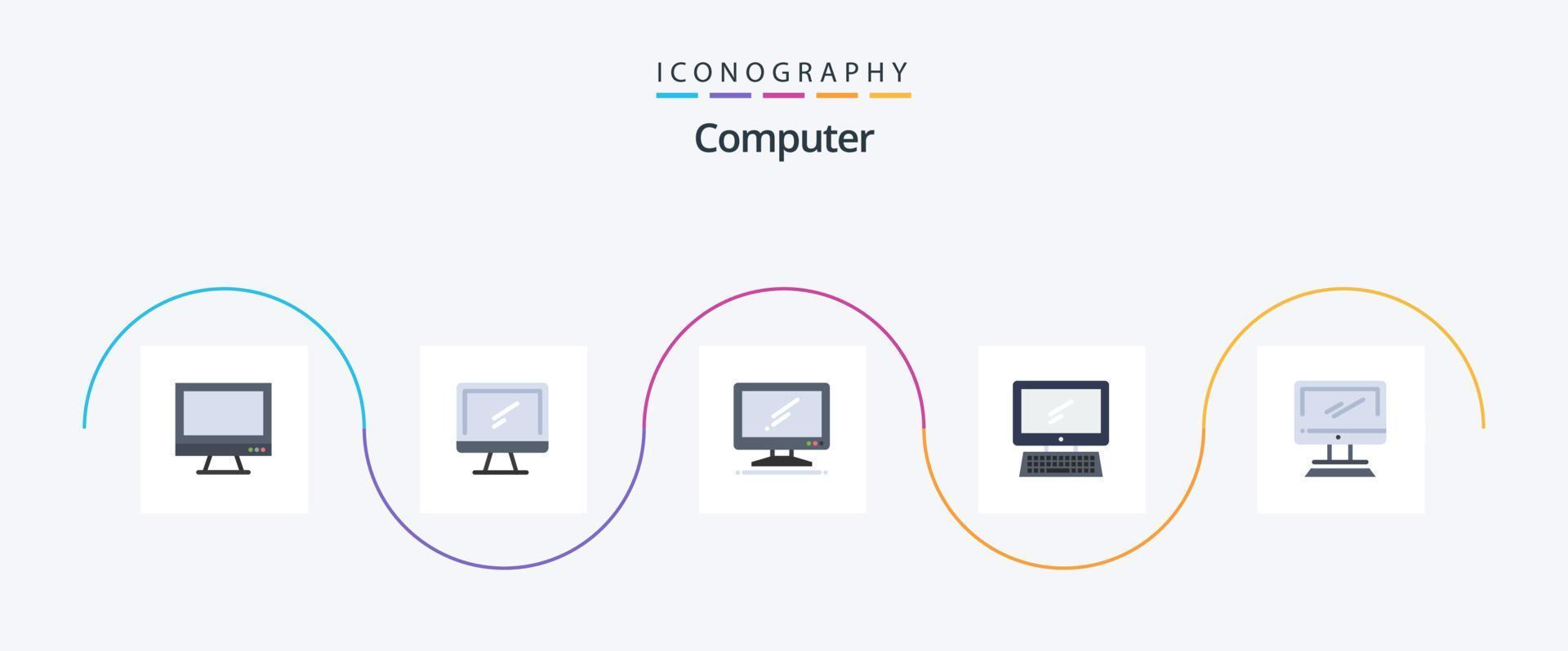 Computer Flat 5 Icon Pack inklusive . vektor