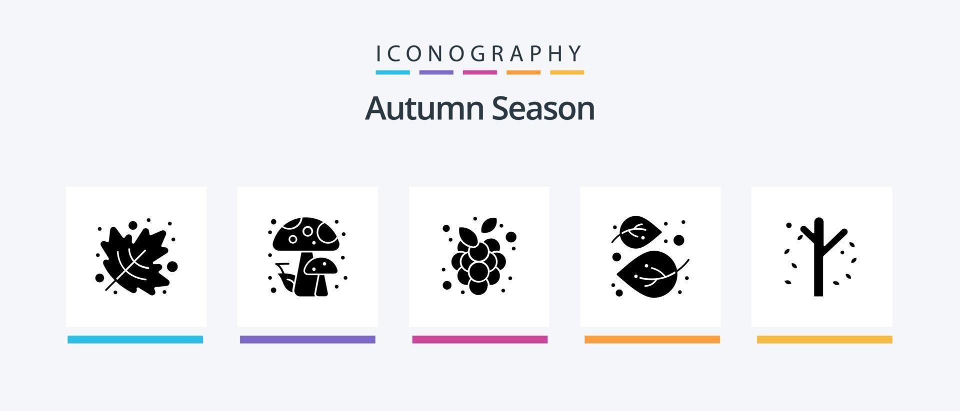 Autumn Glyph 5 Icon Pack inklusive Garten. Herbst. Ranke. Baum. Linde. kreatives Symboldesign vektor